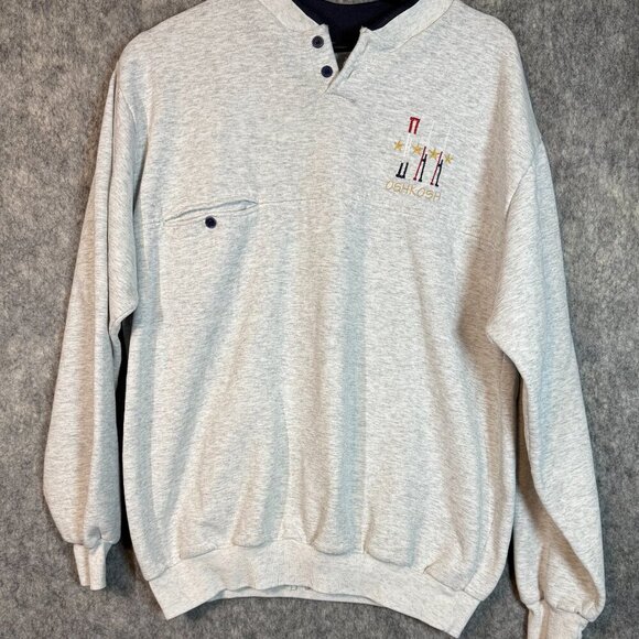 Vintage EAA Oshkosh Men's Gray Button L/XL Pullover Sweater - Picture 2 of 7